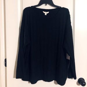 Terra Sky Light Sweater Material Black Plus Size 2X (20W-22W) NWT